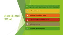 COMERCIANTE 
SOCIAL
Se refiere a las sociedades organizadas bajo forma mercantil, 
que en el artículo 10 del Código de Comerc