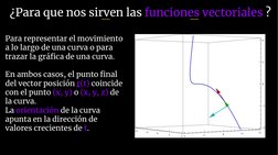 ¿Para que nos sirven las funciones vectoriales ?
Para representar el movimiento 
a lo largo de una curva o para 
trazar la gr