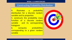 WEEK 1-2 COMPETENCIES
 BUREAU OF CURRICULUM DEVELOPMENT
4. 
illustrates 
a 
probability 
distribution for a discrete random