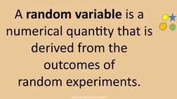 BUREAU OF CURRICULUM DEVELOPMENT
A random variable is a 
numerical quantity that is 
derived from the 
outcomes of
random ex