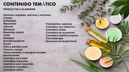 CONTENIDO TEM TICO
Á
PRODUCTOS A ELABORAR
Extractos vegetales, apícolas y minerales
Cremas
Exfoliantes
Mascarillas
Jabones
Bá