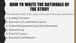How To Create A Rationale Crafting a Study Rationale Guide | PDF