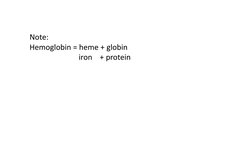 Note:  
Hemoglobin = heme + globin 
                          iron    + protein  
