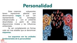 Personalidad
Estas
creencias
subyacentes
tienen
expresiones
abiertas
que
denominamos
rasgos.
Y
que
van
representando
las
estr