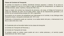 Clases de Contrato de Transporte
El contrato de trasporte se clasifica atendiendo diversos aspectos o criterios. Si se toma e