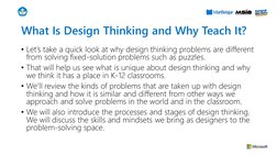 What Is Design Thinking and Why Teach It?
• Let’s take a quick look at why design thinking problems are different 
from solvi
