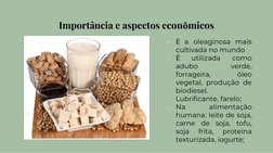 Importância e aspectos econômicos
•
É a oleaginosa mais
cultivada no mundo
•
É
utilizada
como
adubo
verde,
forrageira,
óleo
v