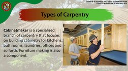 Cabinetmaker is a specialized 
branch of carpentry that focuses 
on building cabinetry for kitchens, 
bathrooms, laundries, o
