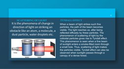 SCATTERING OF LIGHT
It is the phenomena of change in 
direction of light on striking an 
obstacle like an atom, a molecule, a