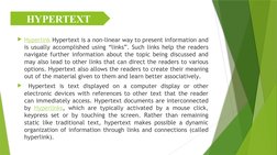 Hyperlink  (https://www.w3.org/WhatIs.html#:~:text=Hypertext%20is%20text%20which%20contains,to%20use%20this%20term%20too.)Hy