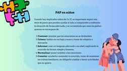 Contener: intentar que las emociones no se desborden
Calmar: hablar en voz baja y suave y tratar de relajarle o
distraerle.