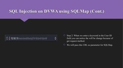 SQL Injection on DVWA using SQLMap (Cont.)
Step 2: When we enter a keyword in the User ID 
field you can notice the will be