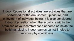 Indoor Recreational Activities Explained | PDF