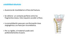 estabilidad absoluta
• Ausencia de movilidad en el foco de fractura. 
• Se obtiene un contacto perfecto entre los  
fragmento