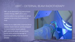 EBRT – EXTERNAL BEAM RADIOTHERAPY
IGRT can be delivered using external beam 
radiation therapy (EBRT) which uses a 
machine c