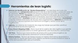 Sistemas de identificación de “Mudas=Desperdicios”. Los siete tipos de muda más 
importantes son: sobreproducción (producir