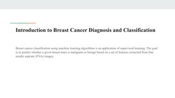 Introduction to Breast Cancer Diagnosis and Classification
Breast cancer classification using machine learning algorithms is