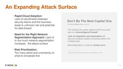 9
An Expanding Attack Surface
• Rapid Cloud Adoption:
Lack of coordination between 
security teams and the business 
leads to