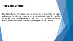 Modelo Bridge
El modelo Bridge Transition, que se centra en la transición en lugar
del cambio. La idea de centrarse en la tra