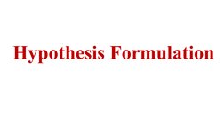 Hypothesis Formulation
