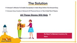 No Need To Maintain Inventory By  
Store
The Solution
Amazon's Mission To Enable Everybody In India Shop Online Via AmazonEa
