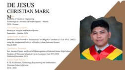 DE JESUS
CHRISTIAN MARK 
M.
Bachelor of Electrical Engineering
College
Accounting Assistant
Technological University of the P