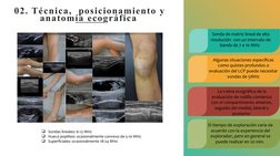 02. Técnica,  posicionamiento y 
anatomía ecográfica 
Sonda de matriz lineal de alta 
resolución  con un intervalo de 
banda