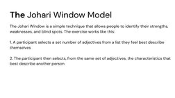 The Johari Window Model
The Johari Window is a simple technique that allows people to identify their strengths,
weaknesses, a