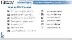 Slide 7
Barra de Herramientas
Selección de objeto en el plano
Selección de vértices en líneas
Selecciona una región en el pla