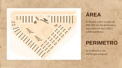 ÁREA
El terreno cubre un área de
298, 552.66 m2 destinada a
una población de 5,500 a
6,000 habitantes.
PERIMETRO 
Se le ident