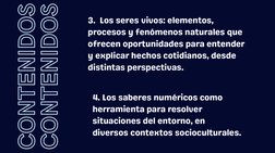 CONTENIDOS
3.  Los seres vivos: elementos,
procesos y fenómenos naturales que
ofrecen oportunidades para entender
y explicar