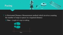 Pacing
 A Horizontal Distance Measurement method which involves counting 
the number of steps or paces in a required distance