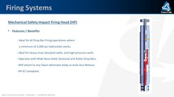 INNOVATIVE SOLUTIONS | INTEGRITY | SUPERIOR SERVICE
Firing Systems
•
Mechanical Safety Impact Firing Head (HP)
• Features / B