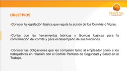 OBJETIVOS 
•Conocer la legislación básica que regula la acción de los Comités o Vigías. 
 
•Contar con las herramientas t