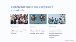 (https://gamma.app/)Comprometimento com a inclusão e 
diversidade
Engajamento
Engajamento de todos os cidadãos 
na promoção