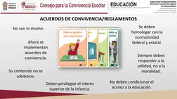 ACUERDOS DE CONVIVENCIA/REGLAMENTOS
No son lo mismo.
Ahora se 
implementan 
acuerdos de 
convivencia.
Su contenido no es 
arb