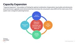 © 2022 Energy Exemplar  |  4
“Capacity Expansion”: the problem of finding the optimal combination of generation new builds an