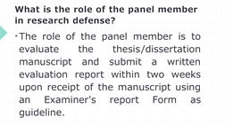Panel Member Examples Roles of Research Panel Members | PDF