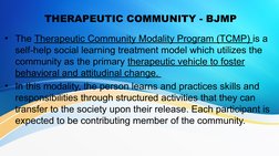 BJMP Therapeutic Community Modality Overview | PDF | Psychotherapy | Prison