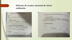 Informe de avance mensual de obras
ordinario.
