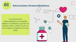 Interacciones farmacodinámicas
Las interacciones 
farmacodinámicas son aquellas 
debidas a la influencia que tiene un 
fármac