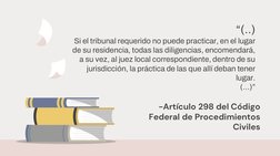 -Artículo 298 del Código 
Federal de Procedimientos 
Civiles
“(..) 
Si el tribunal requerido no puede practicar, en el lugar