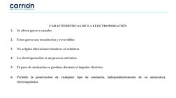 CARACTERÍSTICAS DE LA ELECTROPORACIÓN
1.
Se abren poros o canales
2.
Estos poros son transitorios y reversibles
3.
No origina