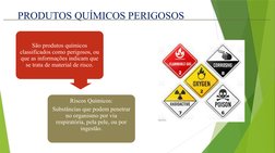 PRODUTOS QUÍMICOS PERIGOSOS
São produtos químicos 
classificados como perigosos, ou 
que as informações indicam que 
se trata