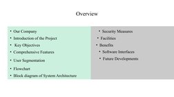 Overview
• Our Company
• Introduction of the Project
•  Key Objectives
• Comprehensive Features
• User Segmentation
• Flowcha