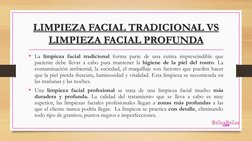 LIMPIEZA FACIAL TRADICIONAL VS LIMPIEZA FACIAL PROFUNDA
LIMPIEZA FACIAL PROFUNDA
• La limpieza facial tradicional forma parte