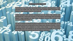 Currently in my final year pursuing B.Voc Software Development. I have 
secured 8.5 CGPA (till 2nd sem) and have several skil