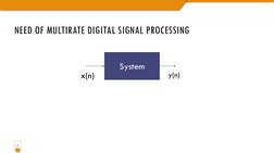 NEED OF MULTIRATE DIGITAL SIGNAL PROCESSING
3
System
y(n)
x(n)
