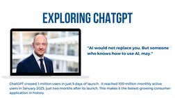 EXPLORING CHATGPT
ChatGPT crossed 1 million users in just 5 days of launch . It reached 100 million monthly active
users in J