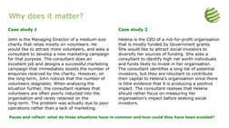 Why does it matter?
Case study 1
John is the Managing Director of a medium-size 
charity that relies mostly on volunteers. He